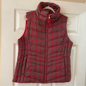 Talbots Christmas Red Plaid Down Vest - Size Large NWT